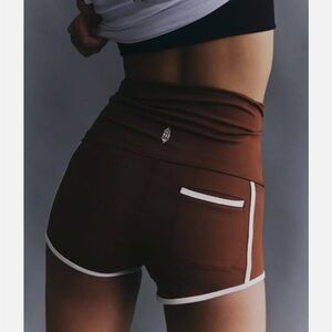 FP Movement by Free People Brown Athletic Shorts - Size Small - white/brown